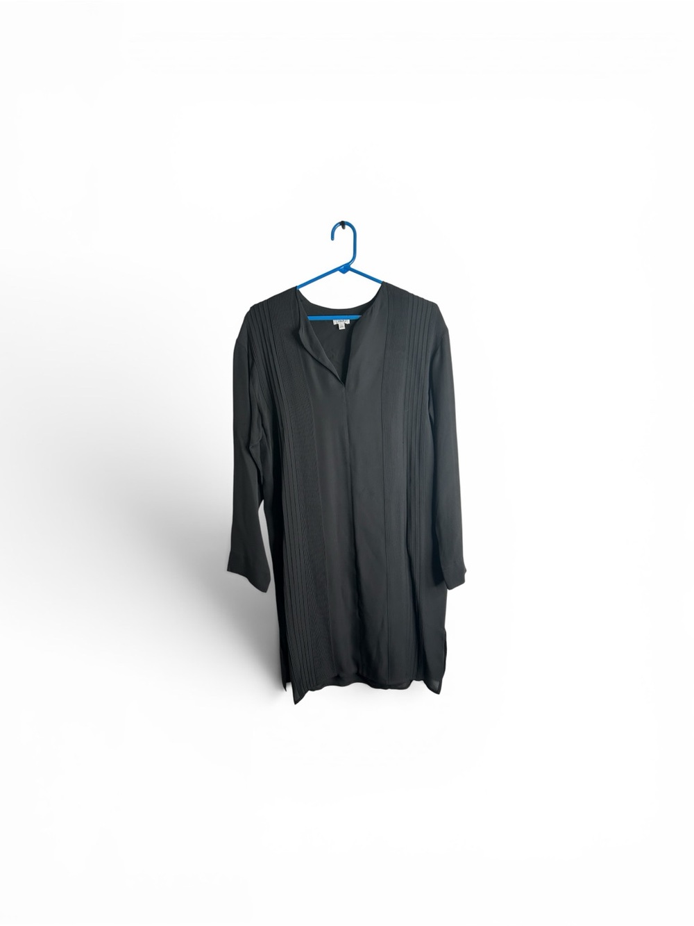 Vince Dress Size 6 Womens Black Long Sleeve Button Front Silk 4286